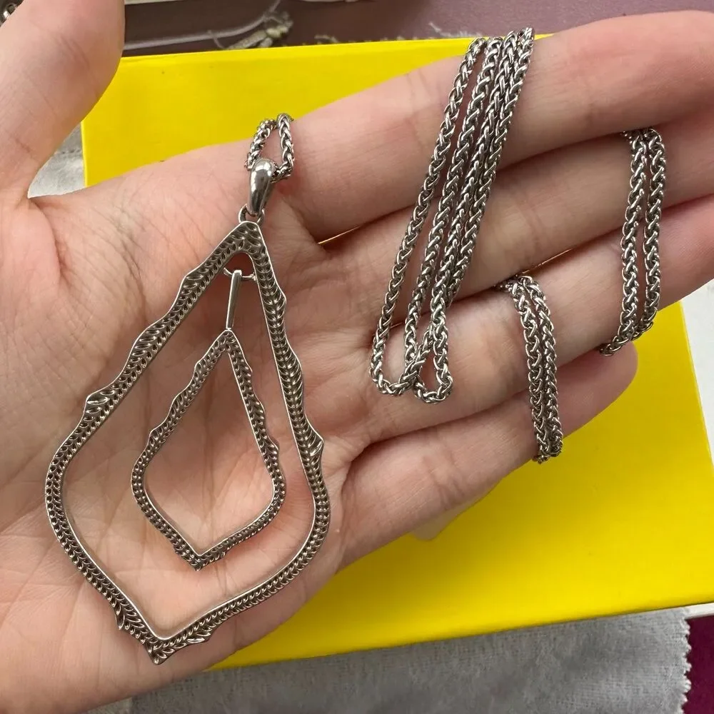 NWOT Kendra Scott Simon Pendant Necklace Silver_2